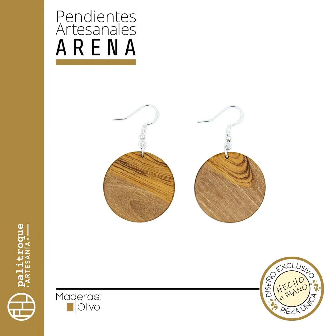 Pendientes artesanales Arena - Palitroque Artesanía - Presentación