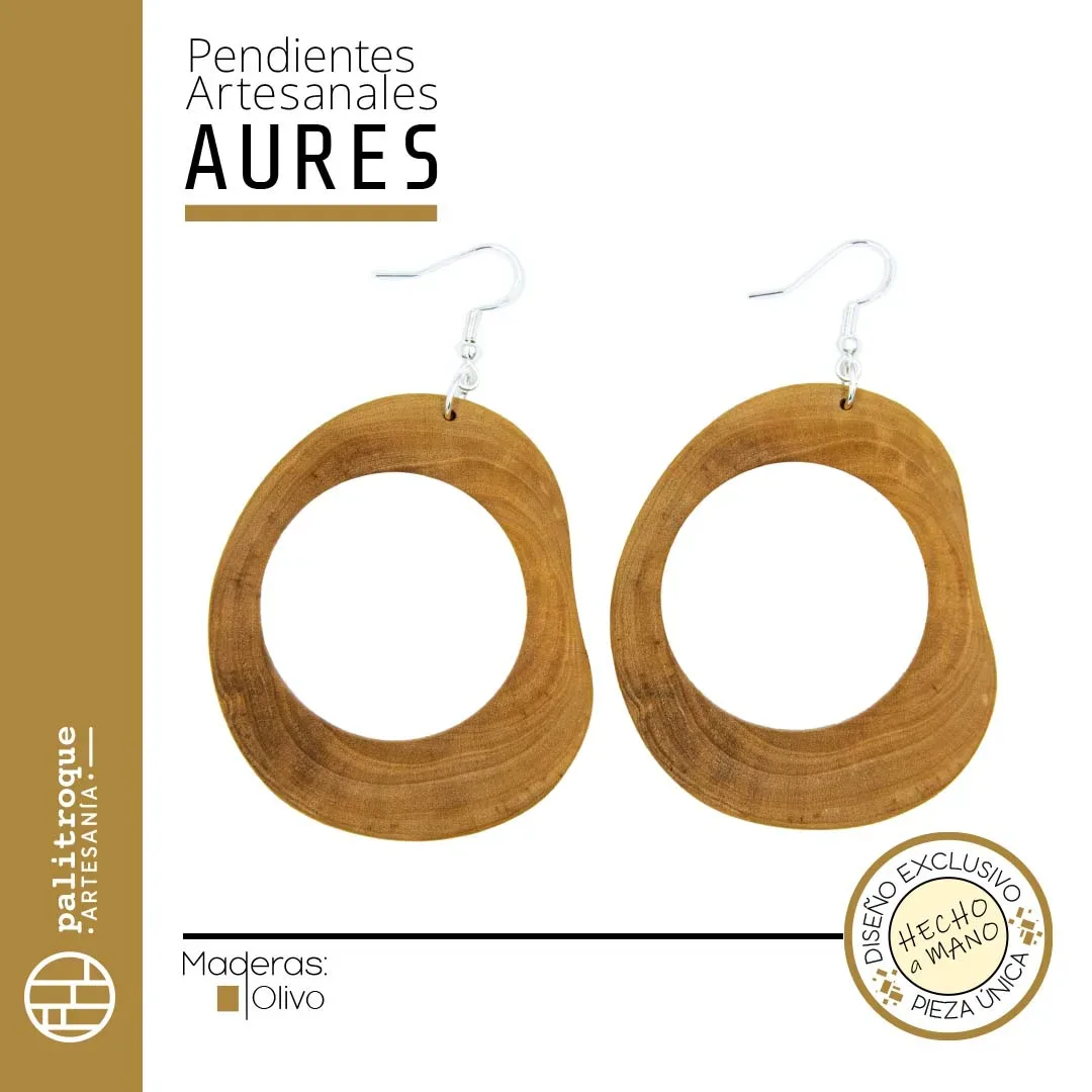 Pendientes artesanales Aures - Palitroque Artesanía - Presentación