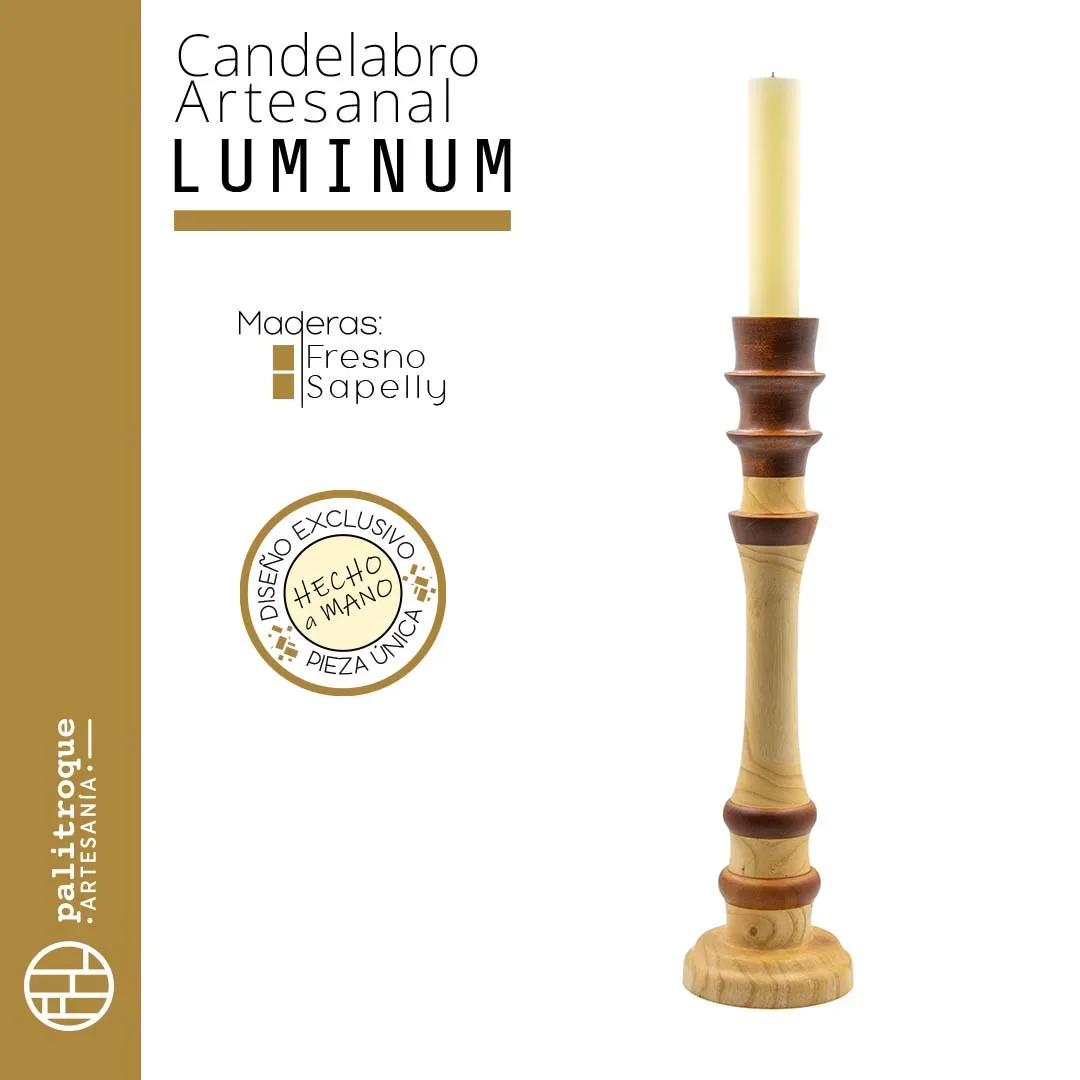 Candelabro Artesanal Luminum - Palitroque Artesanía - Presentación