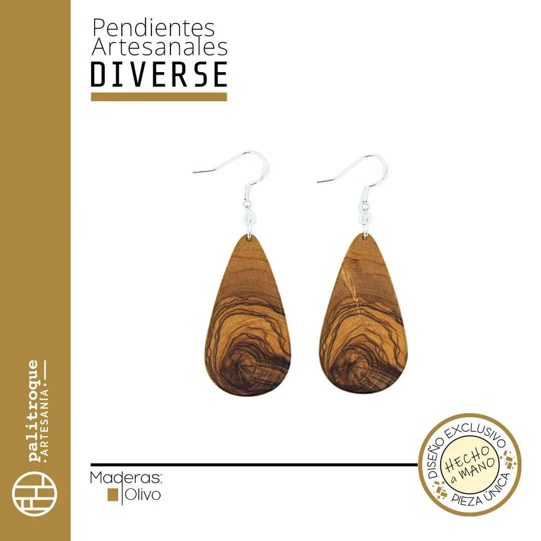 Pendientes artesanales DIVERSE - Palitroque Artesanía - Medidas