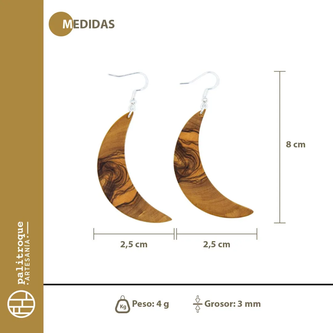 Pendientes artesanales Luna - Palitroque Artesanía - Medidas