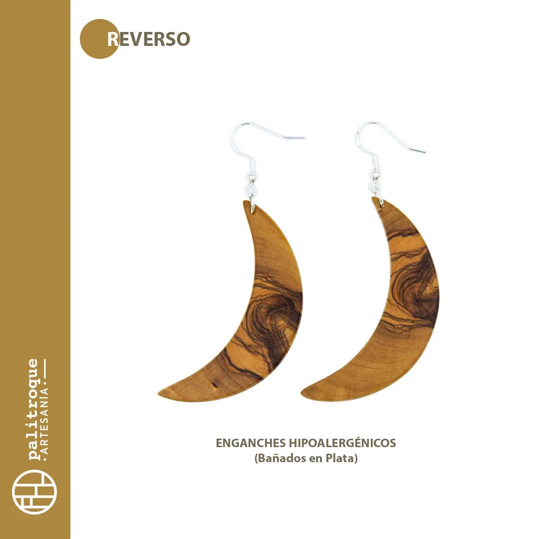 Pendientes artesanales Luna - Palitroque Artesanía - Reverso