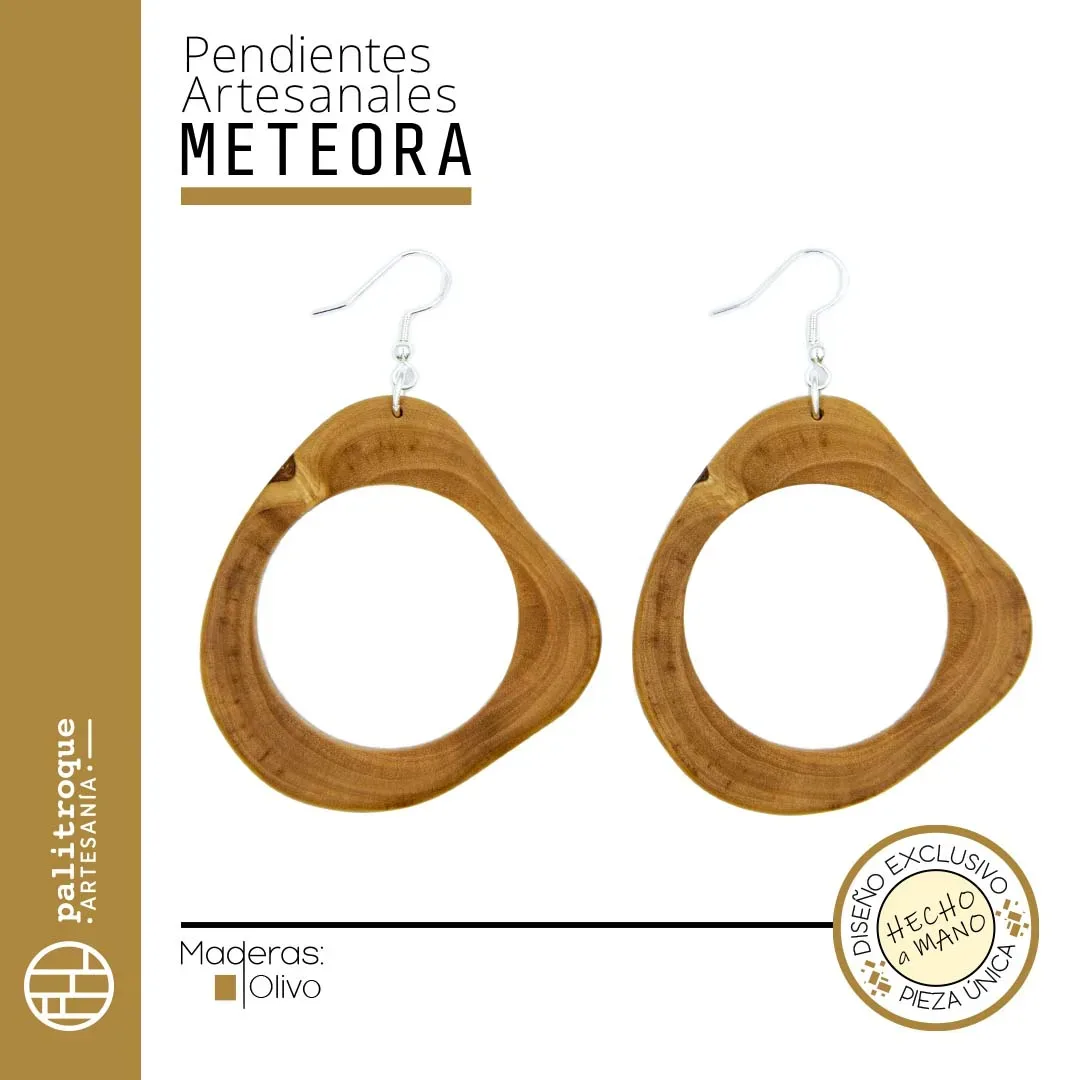 Pendientes artesanales Meteora - Palitroque Artesanía - Presentación