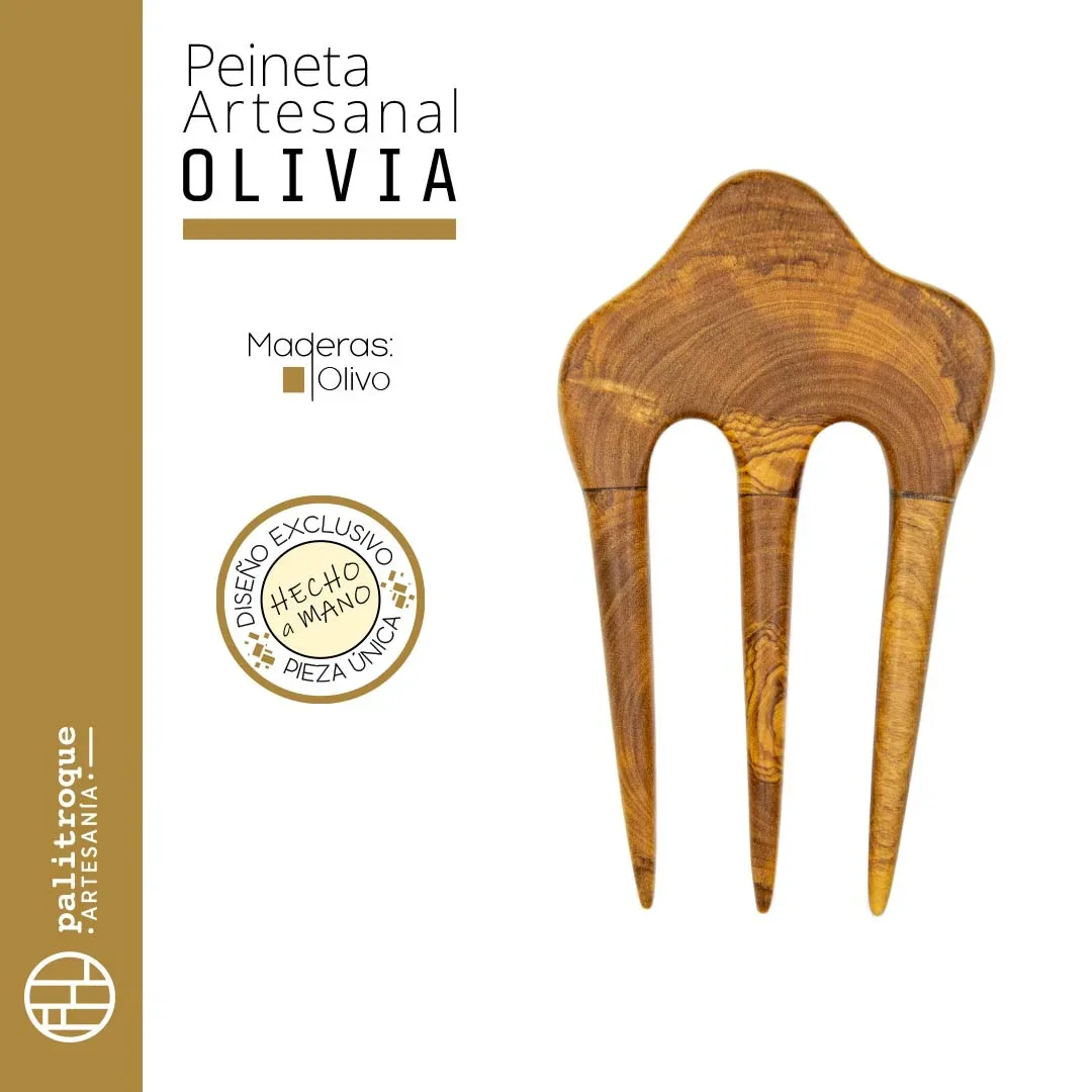 Peineta artesanal Olivia - Palitroque Artesanía - Presentación