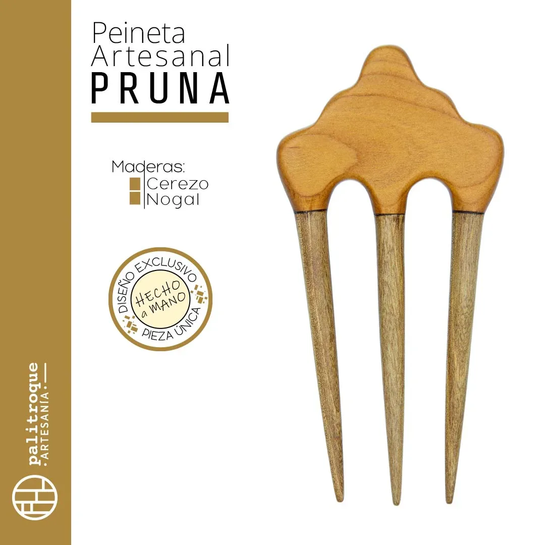 Peineta artesanal Pruna - Palitroque Artesanía - Presentación