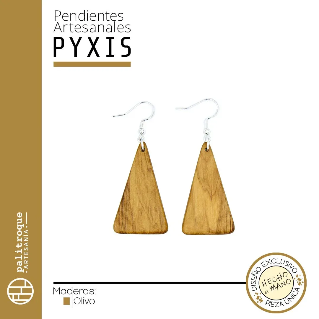 Pendientes artesanales Pyxis - Palitroque Artesanía - Presentación