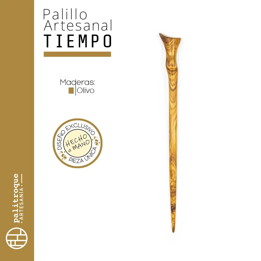 Palillo artesanal Tiempo - Palitroque Artesanía - Complemento Cabello - Presentación
