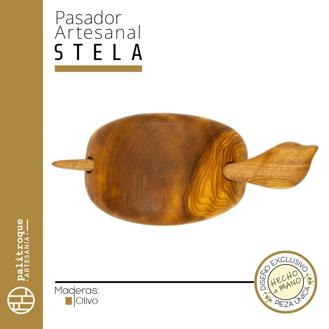Pasador artesanal Stela - Palitroque Artesanía - Complemento Cabello - Presentación