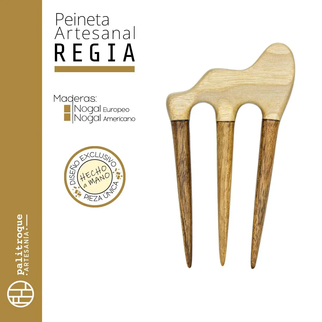 Peineta artesanal REGIA - Palitroque Artesanía - Presentación