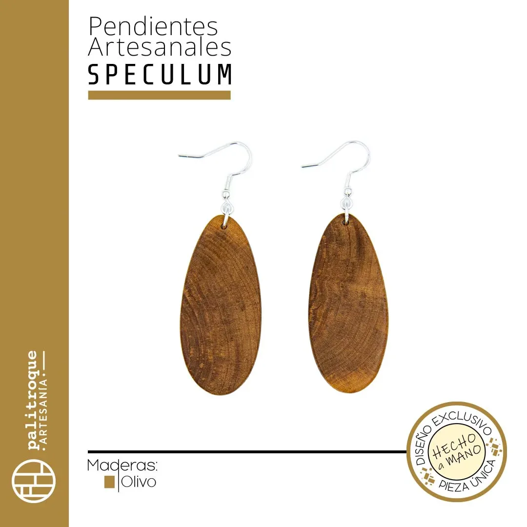 Pendientes artesanales Speculum - Palitroque Artesanía - Presentación