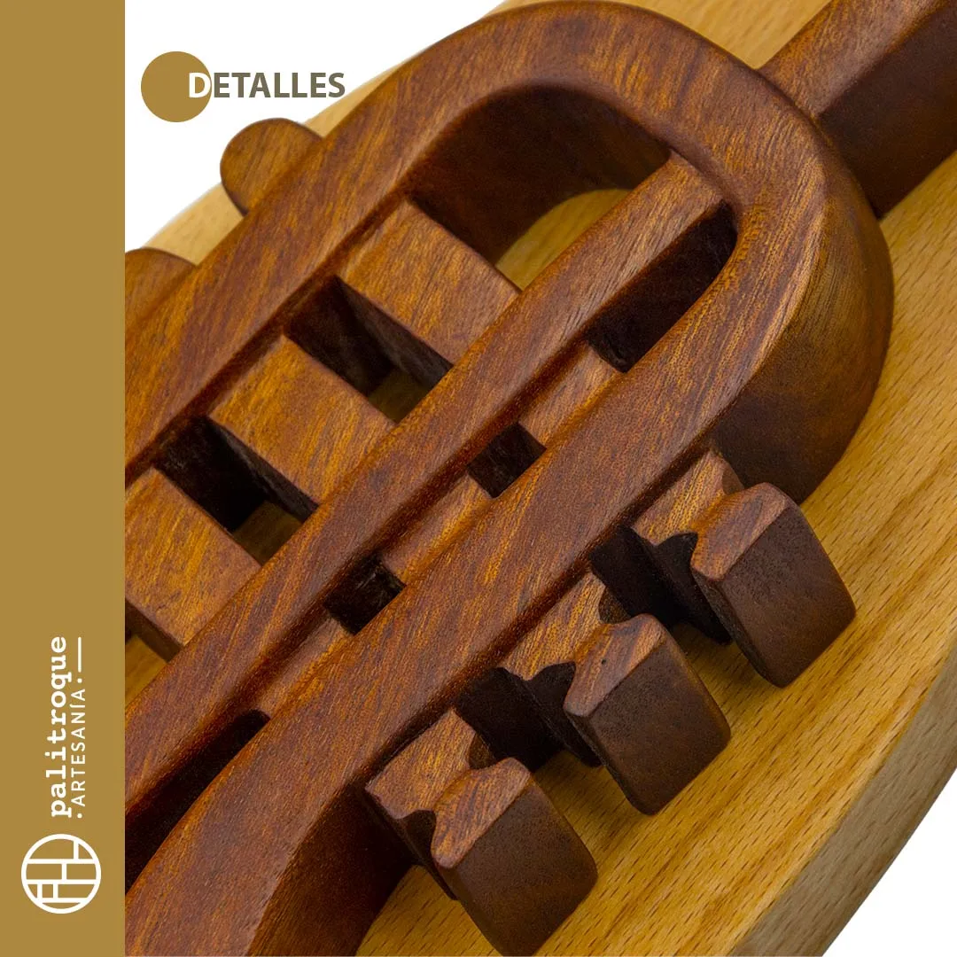 Elemento Decorativo Artesanal - Colección Musical - Si-Bemol - Trompeta - Palitroque Artesanía - Detalles