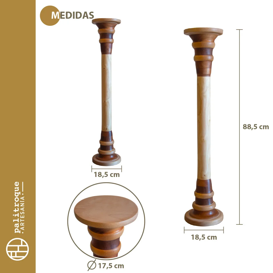 Pedestal Artesanal Stylos - Palitroque Artesanía - Medidas