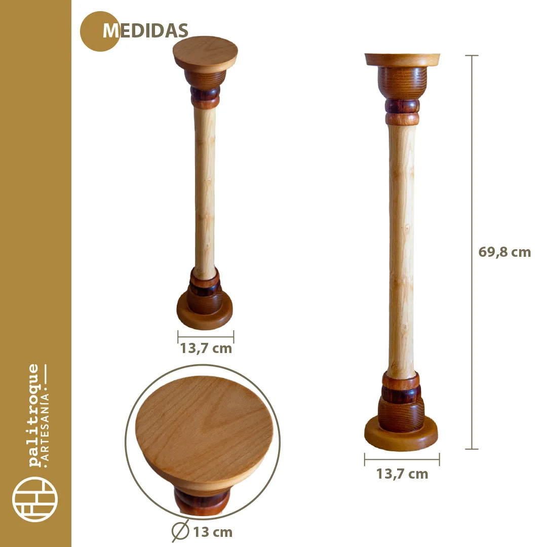 Totem - Pedestal Artesanal Tótem - Palitroque Artesanía - Medidas