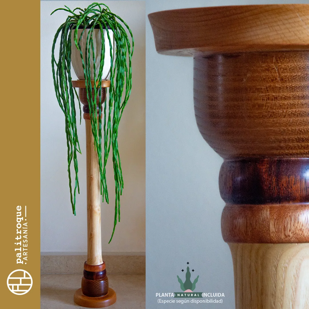 Totem - Pedestal Artesanal Tótem - Palitroque Artesanía - Planta